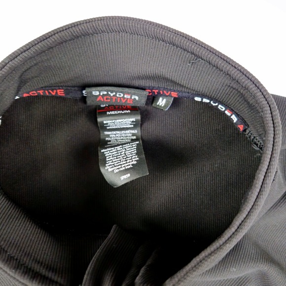 Spyder Active Women Black Full Zip Mock Neck Athletic Jacket Medium Thumbholes - Picture 3 of 7